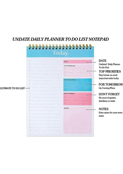 Parça Yapılacaklar Listesi Not Defteri Planlayıcı Not Defteri, 5,6 x 8,5 Inç Haftalık Planlayıcı Günlük Görev Defteri Verimlilik Notu Düzenleyici (Yurt Dışından) fiyatları