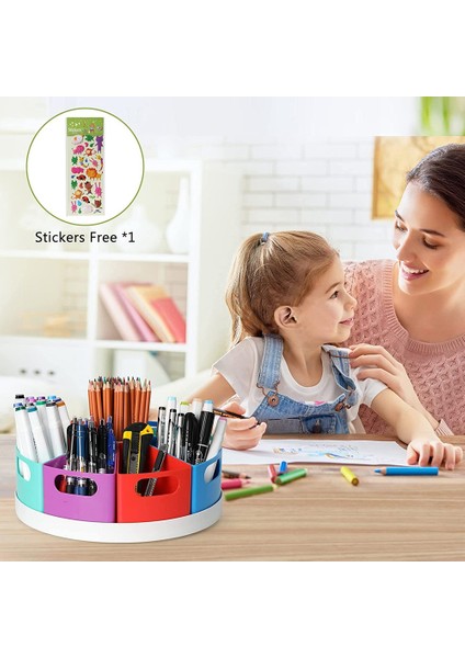Çocuklar Için Döndürülebilir Masa Düzenleyici, Kalem, Boya Kalemi, Masaüstü Ev Okulu Ofis Malzemeleri Için Sanat Malzemeleri Depolama Düzenleyici (Yurt Dışından) fırsatları