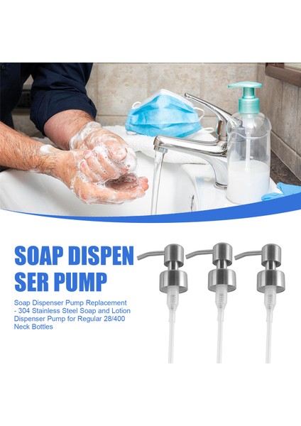 Sabunluk Pompası Değişimi - Normal 28/400 Boyunlu Şişeler Için 304 Paslanmaz Çelik Sabun ve Losyon Pompası (Yurt Dışından) fırsatları
