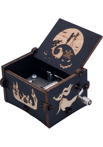 Ahşap Oymalı Noel/cadılar Bayramı El-Kranklı Müzik Kutusu, Melodi Çalıyor Bu Cadılar Bayramı Müzik Kutusu (Yurt Dışından)