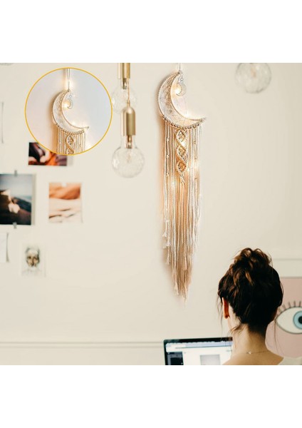 2 Adet Ay Rüya Yakalayıcı Yıldız Ay Işıklı Boho Rüya Yakalayıcı Seti Genç Kızlar Için Oda Dekoru, Kızlar Için Ev Dekor Hediyeleri (Yurt Dışından) modelleri