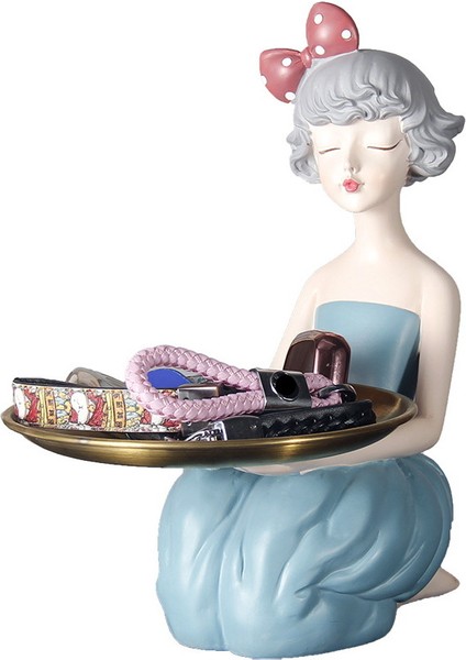 Heykelcik Süsleme Balon Kız Heykelcik Nordic Ins Yaratıcı Reçine Oturma Odası Giriş Anahtarı Küçük Nesneler Depolama Dekor B (Yurt Dışından)