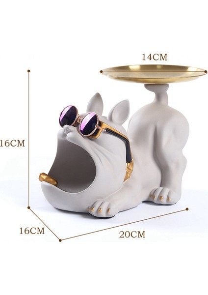 Reçine Cool Bulldog Crafts Köpek Uşağı Tepsi Anahtar Tutucu Depolama Takı Hayvan Odası Ev Dekor Heykeli, Siyah (Yurt Dışından) fırsatları