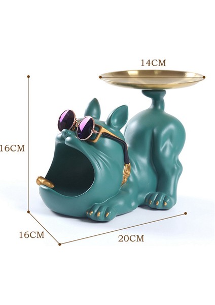 Reçine Cool Bulldog Crafts Köpek Uşağı Tepsi Anahtar Tutucu Depolama Takı Hayvan Odası Ev Dekor Heykeli, Siyah (Yurt Dışından) indirimleri