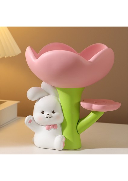 Sevimli Tavşan Çiçek Giriş Anahtar Saklama Tepsisi Ev Dekoru Tavşan Heykeli Mücevher Kase Hayvan Anahtar Tutucu Masa Tepsisi (Yurt Dışından) fırsatları