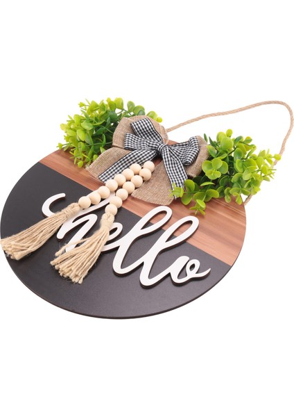 Hoş Geldiniz Kapı Işareti/rustik Ev Dekoru Ön Kapı Yatak Odası Ahşap Asılı Duvar Kaideleri Rustik Ahşap Boncuklu Siyah (Yurt Dışından)