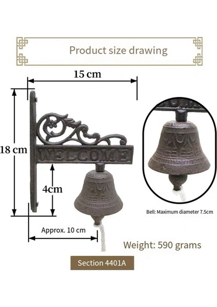 Vintage Bahçe Antika Kapı Zili, Vintage Büyük Döküm Demir Duvara Monte Metal Kapı Zili, Çiftlik Evi Dekorasyonu Için Uygun, A (Yurt Dışından) fiyatları