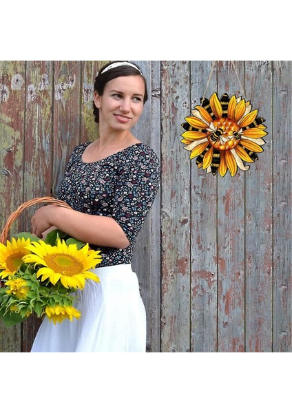Bal Arısı Festivali Pastoral Stil Arı Ayçiçeği Çiçek Ahşap Tabela Ev Veranda Dekorasyonu Ahşap Tabela Pencere Kolye (Yurt Dışından) fırsatları