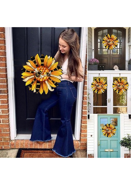Bal Arısı Festivali Pastoral Stil Arı Ayçiçeği Çiçek Ahşap Tabela Ev Veranda Dekorasyonu Ahşap Tabela Pencere Kolye (Yurt Dışından) indirimleri