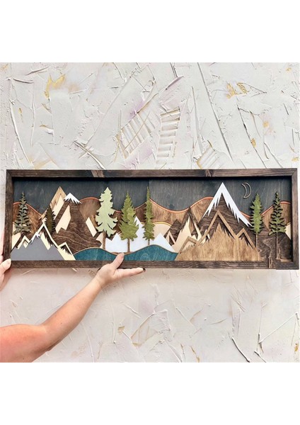 Wood Mountain Duvar Sanatı Gable Sanat Dekorasyonu Gün Batımı Ay Sahnesi Dekorasyonu D Getirecek (Yurt Dışından) indirimleri