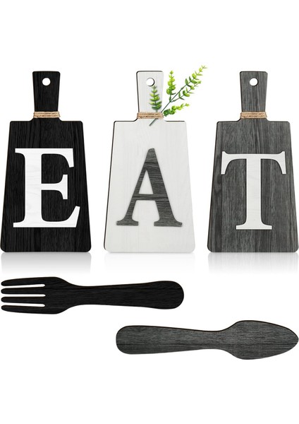 Kesme Tahtası Yemek Tabelası Seti Asılı Sanat Mutfak Yemek Tabelası Çatal ve Kaşık Duvar ve Mutfak Dekoru, B (Yurt Dışından)