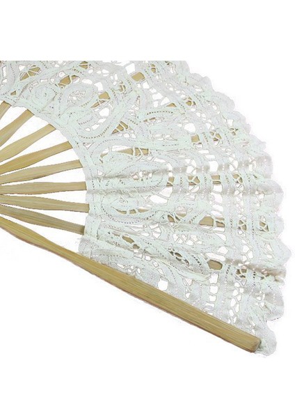 Parti Gelin Düğün Dekorasyon Için El Yapımı Pamuk Dantel Katlanır El Fan (Bej) (Yurt Dışından) fiyatları