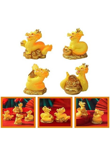 Mini Çin Yeni Yılı Ejderha Heykelciği, 4 Adet Minyatür Ejderha Heykeli 2024 Reçine Altın Çin Zodyağı Ejderha Heykeli (Yurt Dışından) fiyatları