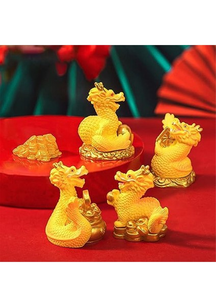 Mini Çin Yeni Yılı Ejderha Heykelciği, 4 Adet Minyatür Ejderha Heykeli 2024 Reçine Altın Çin Zodyağı Ejderha Heykeli (Yurt Dışından) fırsatları