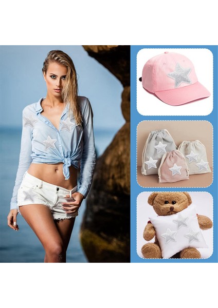 50 Adet Yıldız Payetler Aplike Üzerinde Demir Dikmek Yıldız Işlemeli Yamalar Yıldız Şekli Onarım Yama Dıy (Gümüş) (Yurt Dışından) fiyatları