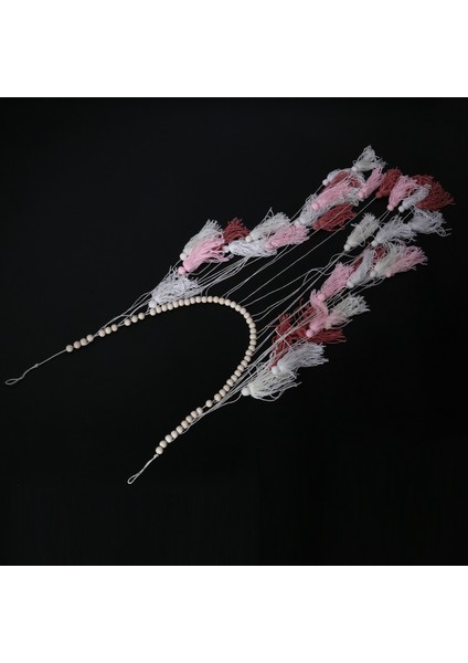 Makrome Duvar Askı-Büyük Makrome Duvar Askı Ahşap Boncuklu-Yatak Odası ve Oturma Odası Için Bohem Duvar Dekoru Pembe (Yurt Dışından) modelleri