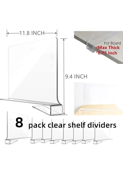 Şeffaf Raf Ayırıcılar, Şeffaf Gardırop Düzenleyiciler, Cüzdanlar, Çantalar, Giysiler, Kazaklar Için Akrilik Ayırıcılar (Yurt Dışından) fiyatları