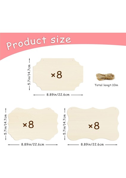 24 Adet Halatlı Tamamlanmamış Asılı Ahşap Tabela, Dikdörtgen Boş Ahşap Tabela Düz Asılı El Sanatları Kapı Tabelaları Duvar Sanatı (Yurt Dışından) fiyatları