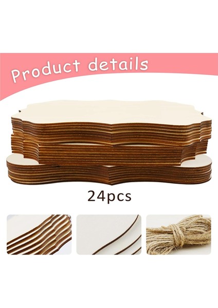 24 Adet Halatlı Tamamlanmamış Asılı Ahşap Tabela, Dikdörtgen Boş Ahşap Tabela Düz Asılı El Sanatları Kapı Tabelaları Duvar Sanatı (Yurt Dışından) fırsatları