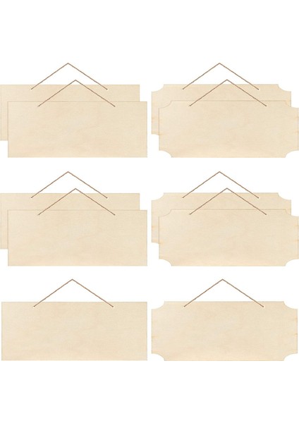 10 Adet Bitmemiş Asılı Ahşap Işareti Dikdörtgen Boş Ahşap Plak Afişler Pyrography Boyama Yazma Için Halatlar ile (Yurt Dışından)