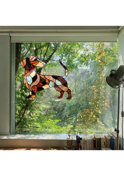 Dachshund Pencere Asılı Güneş Tutucu Güneş Tutucular Iç Mekan Dış Mekan Pencere Dachshund Köpek Leke Cam Pencere Süsü 30CM (Yurt Dışından) fırsatları