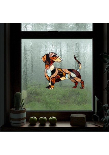 Dachshund Pencere Asılı Güneş Tutucu Güneş Tutucular Iç Mekan Dış Mekan Pencere Dachshund Köpek Leke Cam Pencere Süsü 30CM (Yurt Dışından) indirimleri