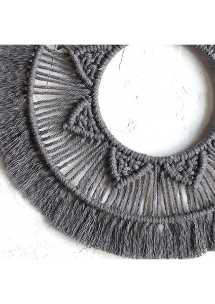 Ins Makrome Ayna Dekorasyon Koyu Stil Ev Dekorasyon Bohem Dokuma El Yapımı Duvar Goblen (Siyah) (Yurt Dışından) fiyatları