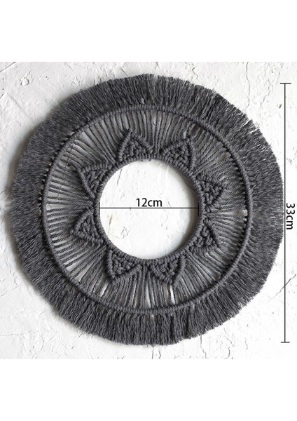 Ins Makrome Ayna Dekorasyon Koyu Stil Ev Dekorasyon Bohem Dokuma El Yapımı Duvar Goblen (Siyah) (Yurt Dışından) modelleri