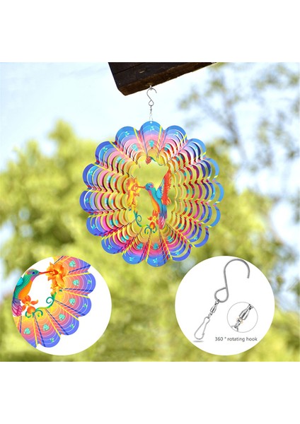 12 Inç Kuş Rüzgar Döndürücü Metal 3D Dönen Rüzgar Çanları Lüks Sanat Bahçe Asılı Açık Hava Dekorasyonu (Yurt Dışından) fırsatları