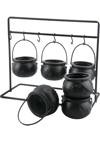 6 Adet Cadılar Bayramı Cadı Kazanı Şeker Kasesi Kazan Servis Kaseleri Rafta Cadılar Bayramı Kazanı ve 6 Adet Kanca (Yurt Dışından)