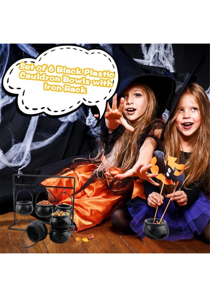 6 Adet Cadılar Bayramı Cadı Kazanı Şeker Kasesi Kazan Servis Kaseleri Rafta Cadılar Bayramı Kazanı ve 6 Adet Kanca (Yurt Dışından) modelleri