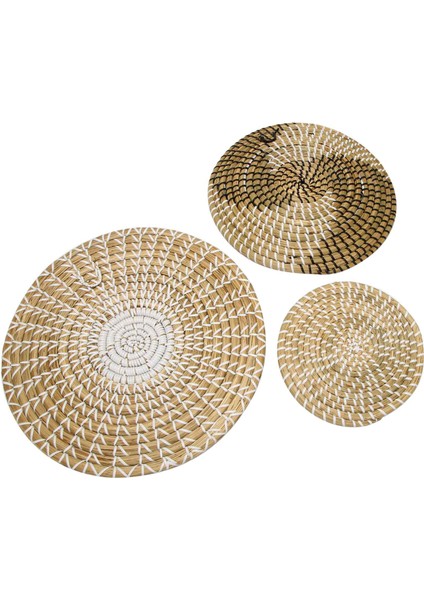 El Yapımı Asılı Duvar Sepeti Dekoru (3'lü Set) Yuvarlak Dokuma Sepet, Yatak Odası, Mutfak, Oturma Odası Için Boho Ev Dekor Tepsileri (Yurt Dışından)