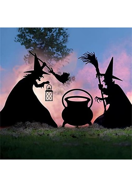 Cadılar Bayramı Cadısı Silueti, Dövme Demir Cadılar Siyah Kazan Siyah Kedi Bahçe Işaretleri Korkunç Aile Ev Ön Bahçe B (Yurt Dışından) fiyatları