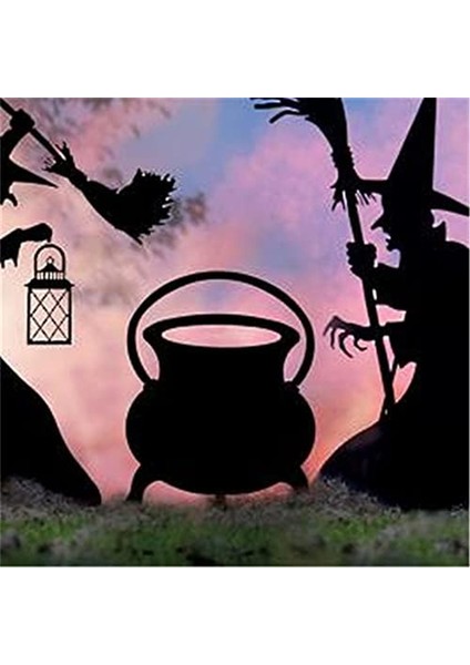 Cadılar Bayramı Cadısı Silueti, Dövme Demir Cadılar Siyah Kazan Siyah Kedi Bahçe Işaretleri Korkunç Aile Ev Ön Bahçe B (Yurt Dışından) fırsatları