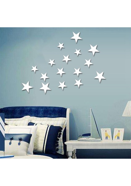 3D Etiket, 20 x Yıldız Sanat Ayna Duvar Sticker Yüzey Çıkartması Ev Odası Dıy Sanat Dekor (Gümüş) (Yurt Dışından) modelleri