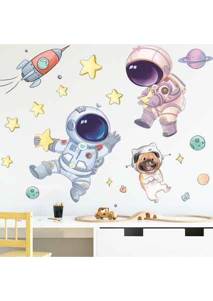 Sevimli Uzay Astronotu Çocuk Duvar Çıkartmaları Çocuk Odası Duvar Dekorasyonu Çıkartmaları Yatak Odası Çıkartmaları Ev Dekoru (Yurt Dışından) fiyatları