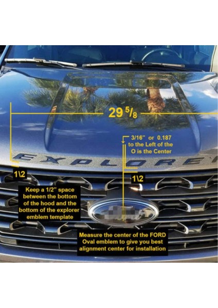 3D Harfler Abs Ön Kaput Amblemi Explorer Spor Hood Ford Explorer 2011-2020 Için Harfler Çıkartmalar (Mat Siyah) (Yurt Dışından) indirimleri