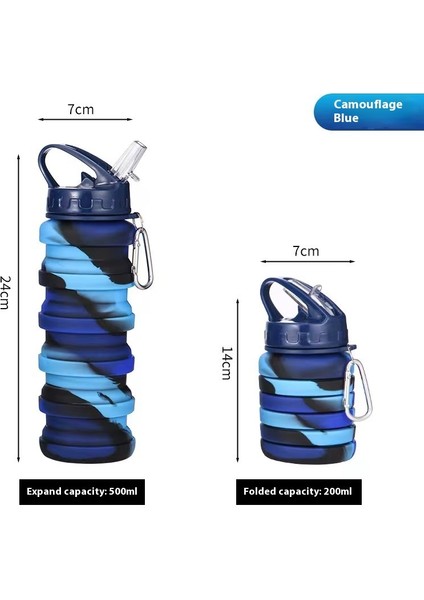 Silikon Geri Çekilebilir Spor Şişesi Açık Seyahat Şişesi Katlanır Kupa (Yurt Dışından)