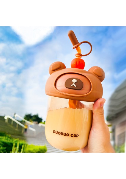 Karıştırmalı Kupa Sevimli Pipetli Kupa Öğrenci Masaüstü Plastik Bardakları (Yurt Dışından)