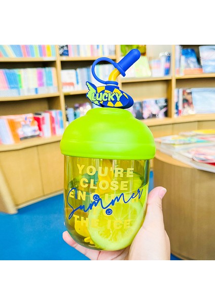 Karıştırmalı Kupa Sevimli Pipetli Kupa Öğrenci Masaüstü Plastik Bardakları (Yurt Dışından)