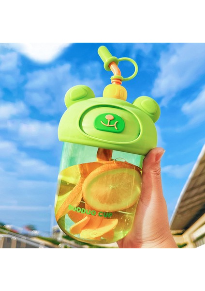 Karıştırmalı Kupa Sevimli Pipetli Kupa Öğrenci Masaüstü Plastik Bardakları (Yurt Dışından)