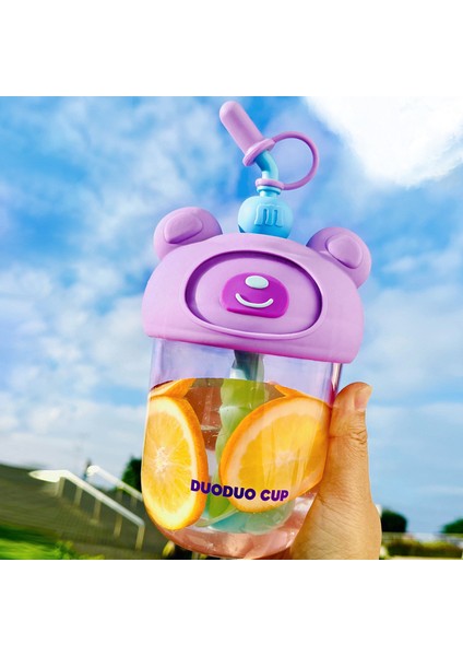 Karıştırmalı Kupa Sevimli Pipetli Kupa Öğrenci Masaüstü Plastik Bardakları (Yurt Dışından)