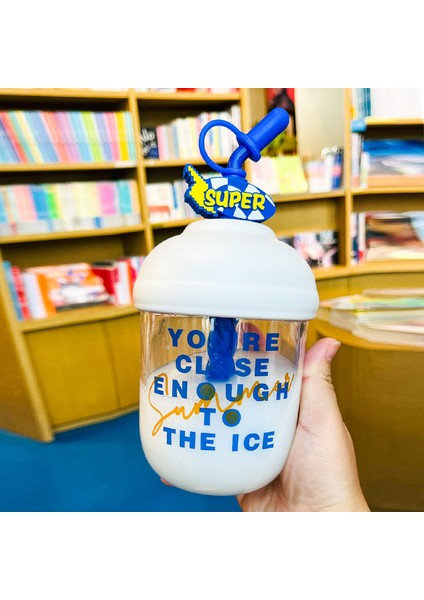 Karıştırmalı Kupa Sevimli Pipetli Kupa Öğrenci Masaüstü Plastik Bardakları (Yurt Dışından)