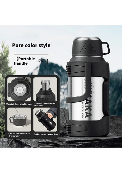 Açık Yalıtımlı Sürahi 316 Paslanmaz Çelik Ekstra Büyük Kapasiteli Yalıtımlı Kupa Spor Su Şişesi (Yurt Dışından)