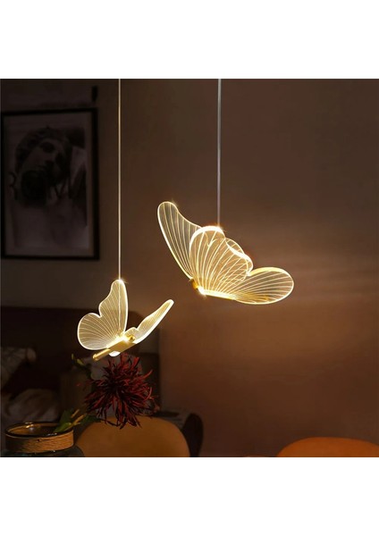 Kelebek LED Sarkıt Işıklar Iskandinav Altın Başucu Avize Aydınlatma Oturma Odası Yatak Odası Başucu Lambası A (Yurt Dışından) fiyatları