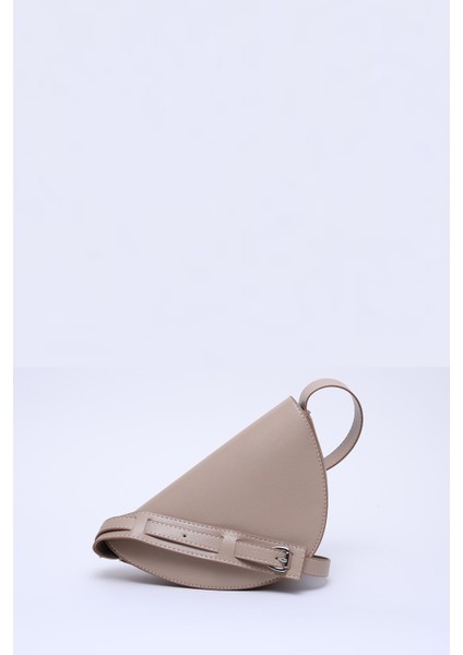 Vizon SHK154 Suni Deri Asimetrik Çıtçıtlı Tek Bölmeli Astarlı Kol ve Omuz Çantası