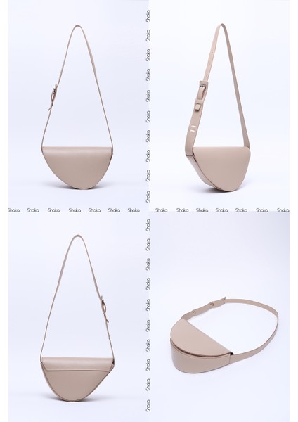 Vizon SHK154 Suni Deri Asimetrik Çıtçıtlı Tek Bölmeli Astarlı Kol ve Omuz Çantası