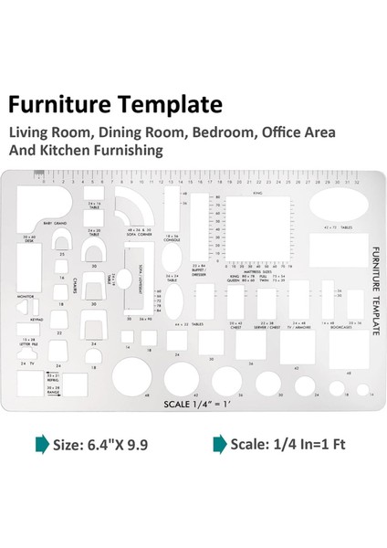 Mimarlık Için Çizim Araçları ve Cetvel Şekilleri - Ev Planı Mobilya Mutfak, Bina, Iç Tasarım Için 3'lü Set (Yurt Dışından) fiyatları