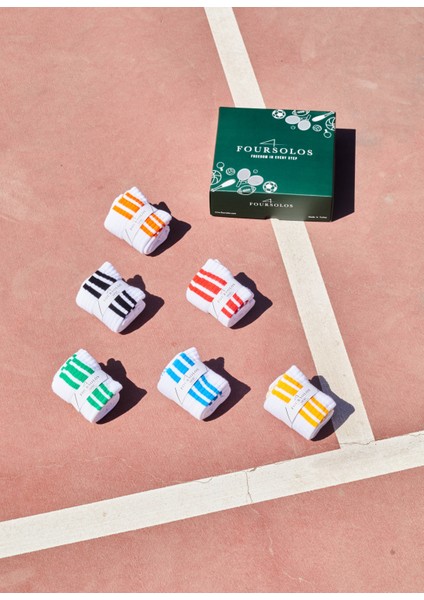 Kadın Soket, Havlu Taban, Lastikte Renkli Kuşaklık, Kolej Tenis Beyaz 6'lı Set, Çizgili, Pamuklu, Nefes Alır, Gün Boyu Konfor fiyatları