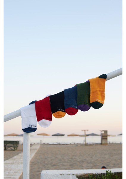 Kadın Kısa Konç, Normal Taban, Topuk ve Burun Renkli 6 Renkli Çorap 6 'lı Set fiyatları